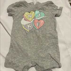 Nike Kids Gray Bodysuit with Colorful Heart Design